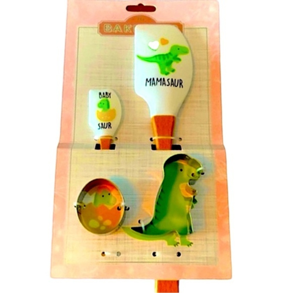 Dinosaur Mama & Baby Spatula & cookie cutter set